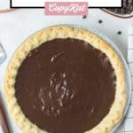 a whole homemade chocolate pie.
