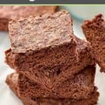 stack of four homemade fudge brownies.
