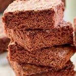 stack of homemade fudge brownies.