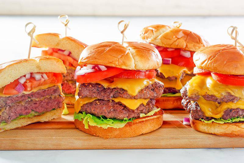 homemade garlic burgers with cheese.