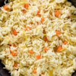 overhead view of homemade rice pilaf.