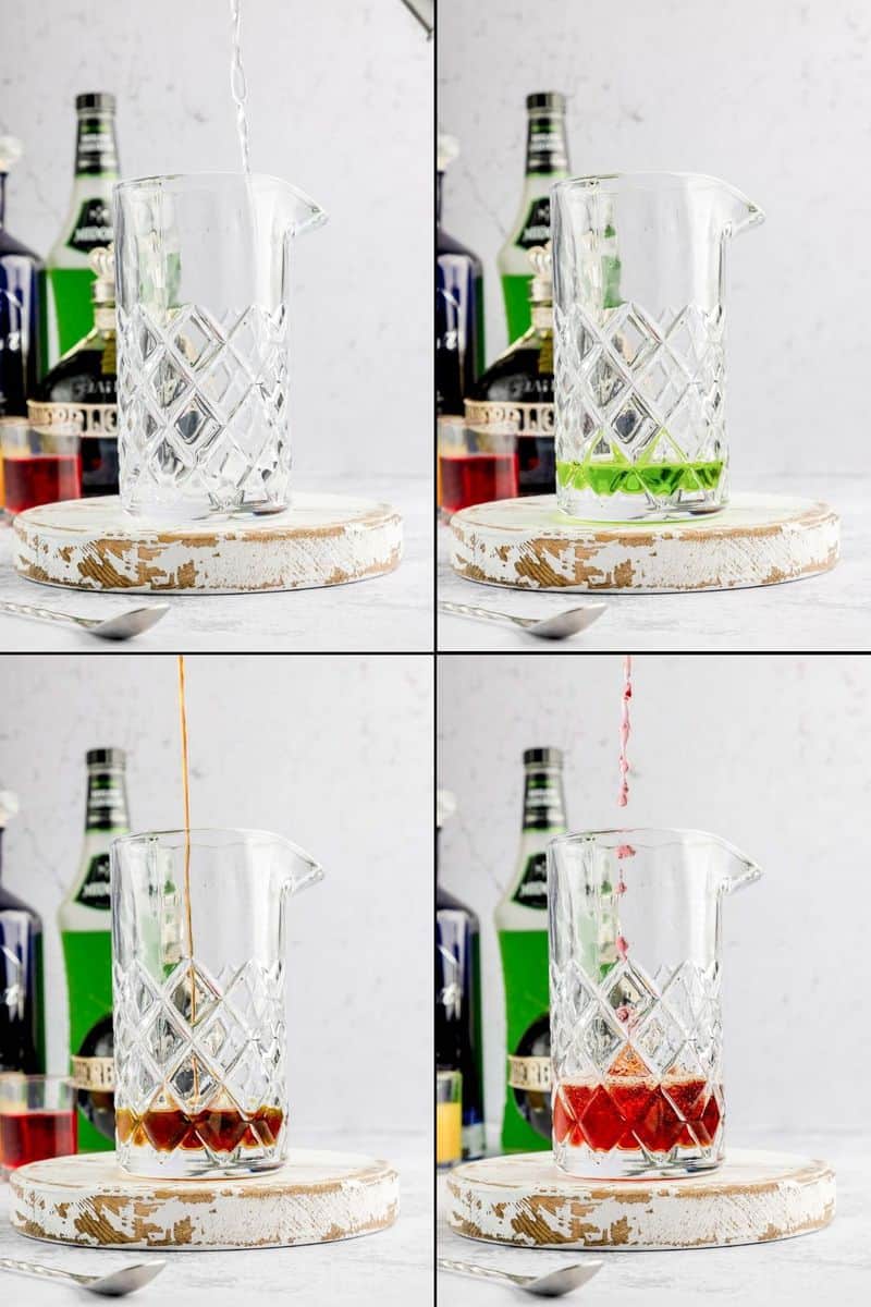 collage of sex on the beach drink recipe steps 1 thru 4.