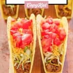 two homemade Taco Bell crunchy tacos.