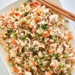 overhead view of Thai chicken fried rice.