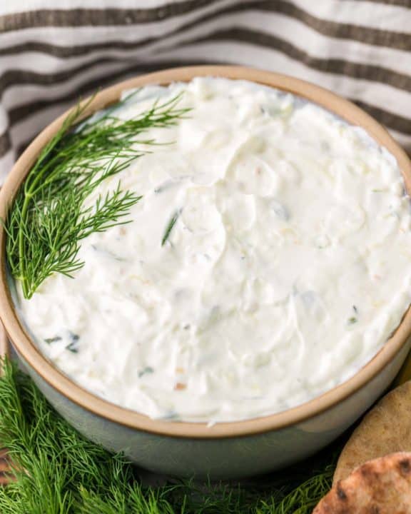 bowl of copycat Arby's tzatziki sauce.