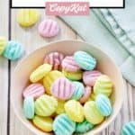 a bowl of pastel cream cheese mints.