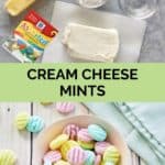 cream cheese mints ingredients and finished candy