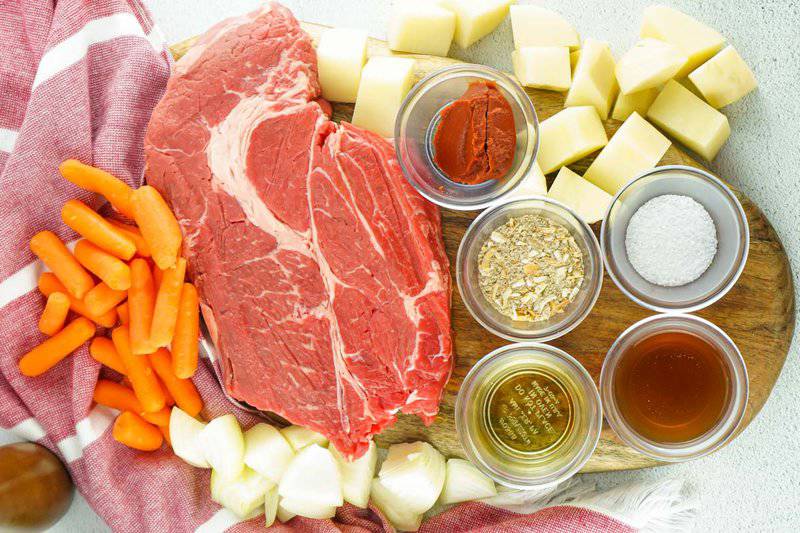 Instant Pot pot roast ingredients.