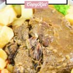 Instant Pot Pot Roast with gravy and vegetables.