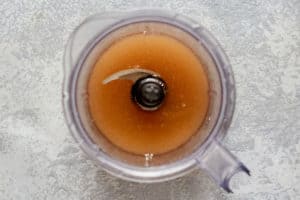 homemade Starbucks vanilla syrup in a blender.