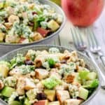 bowls of copycat Wendy's apple pecan salad with chicken.