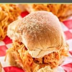 closeup of a buffalo chicken slider.