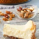 copycat Cheesecake Factory original cheesecake slice on a glass plate.