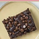 slice of chocolate pudding cake on a plate.