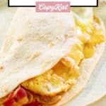 closeup of copycat Dunkin Donuts wake up wrap on a plate.