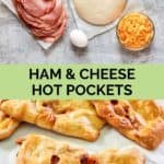 ham and cheese hot pockets ingredients and a baked one.