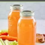 Instant Pot beef bone broth in mason jars.