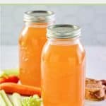 two mason jars with homemade beef bone broth.