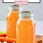 jars of homemade beef bone broth and vegetables.