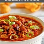closeup of a bowl of copycat Instant Pot Wendy's Chili.