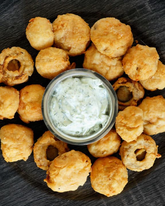 copycat Logan's Roadhouse fried mushrooms appetizer.