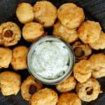 platter of copycat Logan's Roadhouse fried mushrooms.