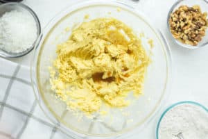 creamed butter and sugar in a bowl.