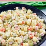 large bowl of olivier salad.