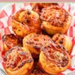 a basket of homemade pizza rolls.