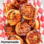homemade pizza rolls in a basket.