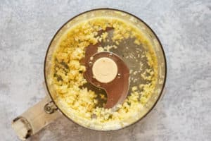 chopped garlic and ginger in a food processor.