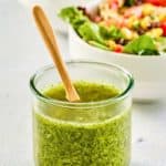 homemade Cheesecake Factory Santa Fe salad dressing in a jar.