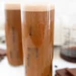 two copycat Starbucks chocolate cream cold brew iced coffee drinks.