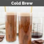 two homemade Starbucks chocolate cream cold brew drinks.