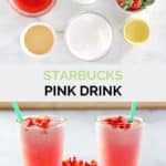 starbucks pink drink ingredients and two drinks.
