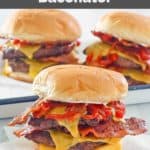 three copycat Wendy's baconator cheeseburgers.