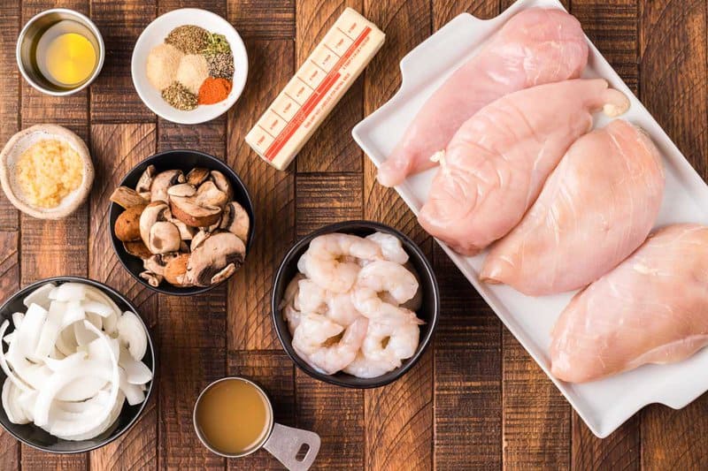 Applebee's Bourbon Street Chicken and Shrimp ingredients.