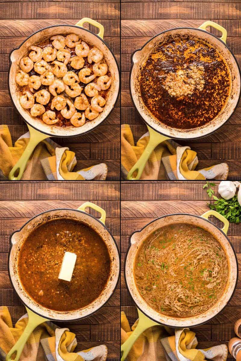 Applebee's Bourbon Street shrimp and sauce recipe steps collage