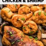 homemade Applebee's Bourbon Street chicken and shrimp with mushrooms and onions.