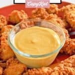bowl of copycat Chick Fil A sauce on a platter.