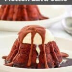closeup of homemade Chili's molten lava cake dessert.