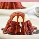 homemade Chili's molten lava cake dessert on a plate.