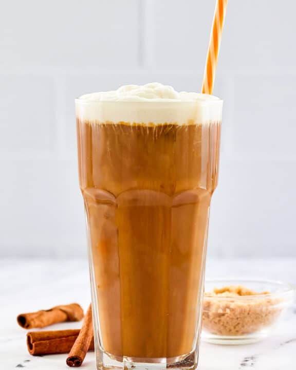 copycat Dunkin Donuts brown sugar sweet cream cold brew coffee drink.