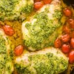 copycat Olive Garden Chicken Margherita in a skillet.