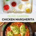 Olive Garden Chicken Margherita ingredients and the finished dish.