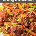 homemade PF Chang's orange chicken with orange peel sauce.