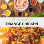 PF Chang's orange chicken ingredients and the finished dish.