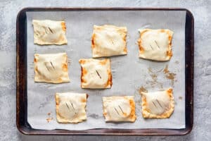homemade pepperoni hot pockets before baking.