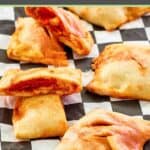 several homemade pepperoni hot pockets.