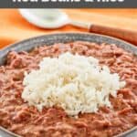 homemade Popeyes red beans and rice in a bowl.